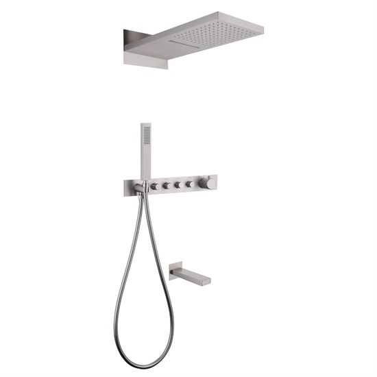ABBER Душевая система Rund AF8753SP скрытого монтажа с изливом, термостат, сатин AF8753SP