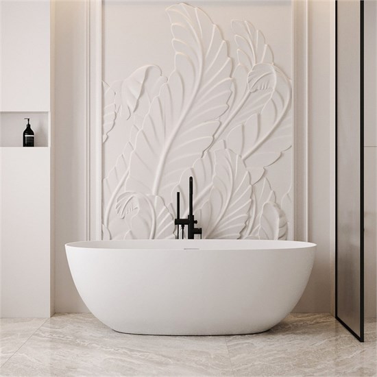 ABBER Ванна из искусственного камня Stein AS9624-1.6 белая матовая AS9624-1.6