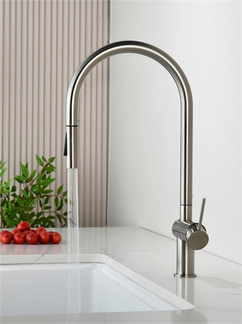 AQUAme AQM9901BN  Cucina Смеситель для кухни с выдвижным U-образным изливом,никель шлифованный AQM9901BN