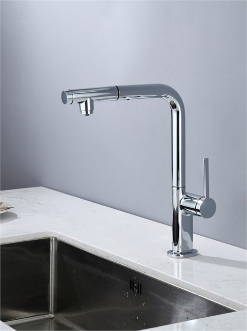 AQUAme AQM9903CR  Cucina Смеситель для кухни  с выдвижным L-образным изливом, с подключением к фильтру с питьевой водой, хром AQM9903CR