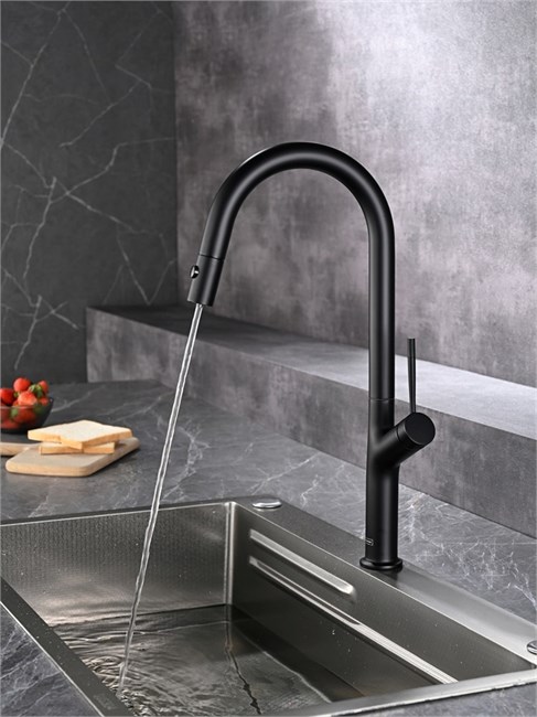AQUAme AQM9905MB  Cucina  Смеситель для кухни с выдвижным U-образным изливом,  с подключением к фильтру с питьевой водой,  черный матовый AQM9905MB