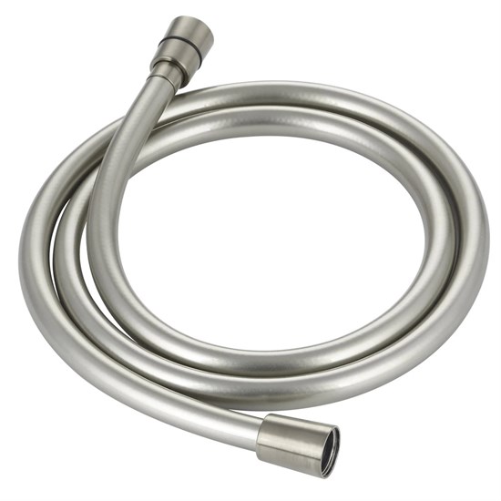 AQUAme AQM1502BN  Шланг душевой, ПВХ, 1500 мм, с латунными коническими гайками и защитой от перекручивания, никель шлифованный AQM1502BN