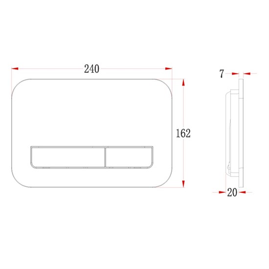 VECONI Кнопка смыва FLUSH V12, FLV12-CM, 240х162х7, пластик, хром матовый FLV12-CM