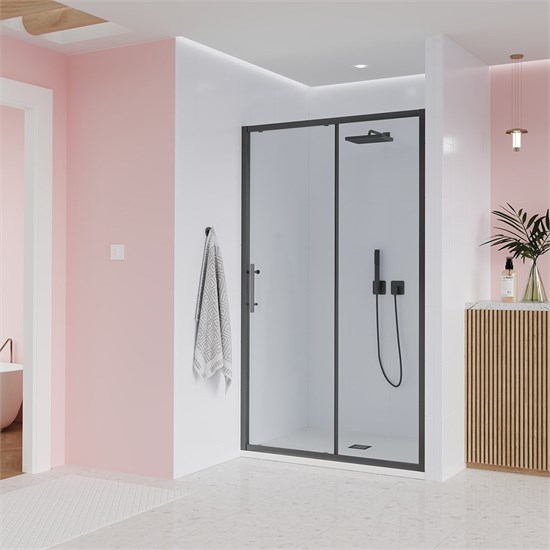 VECONI Душевая дверь Evo 100 GR, 1400x1950, графит брашинг, стекло прозрачное E1-GR-140-01-C9