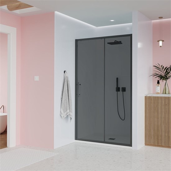 VECONI Душевая дверь Evo 100 GR, 1600x1950, графит брашинг, стекло тонированное матовое E1-GR-160-12-C9