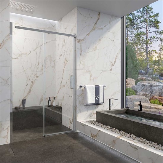 VECONI Душевая дверь раздвижная Vianno VN-70CH, 1200x1950, хром, стекло прозрачное VN70CH-120-01-C4