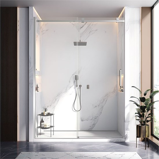 VECONI Душевая дверь раздвижная Vianno VN-75, 1600x2000, хром, стекло прозрачное VN75-160-01-C4
