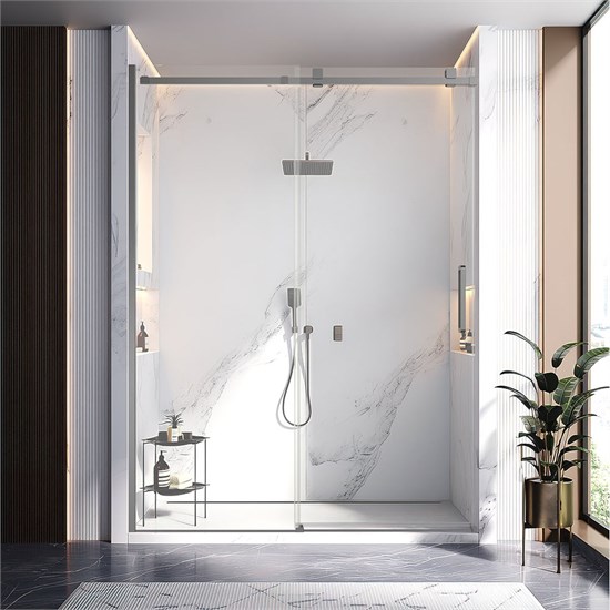 VECONI Душевая дверь раздвижная Vianno VN-75GR, 1200x2000, графит брашинг, стекло прозрачное VN75GR-120-01-C4