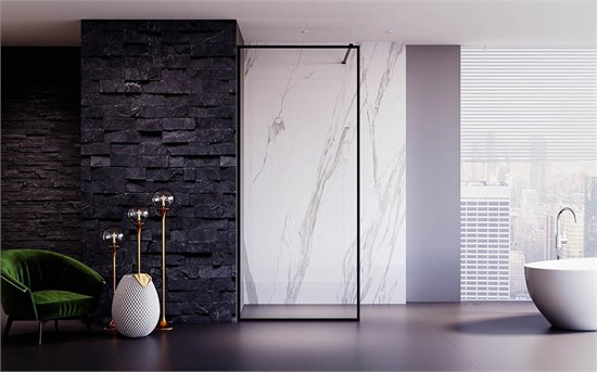 VECONI Душевая перегородка Korato KR-81B, 1100x2000, черный матовый, стекло прозрачное KR81B-110-01-C8