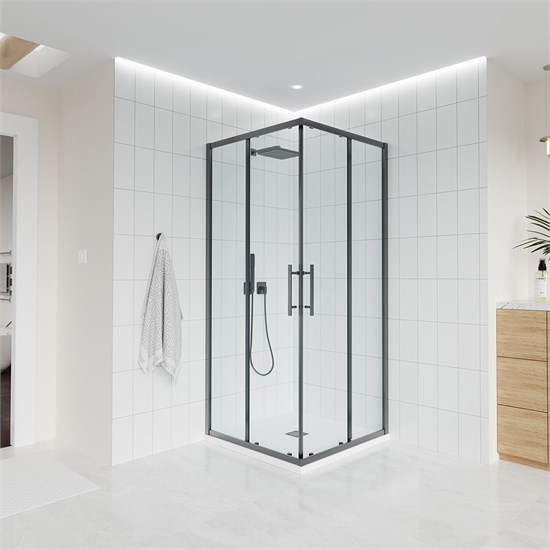 VECONI Душевой угол прямоугольный, двери раздвижные  Evo 300 GR, 1100х800x1950, графит брашинг, прозрачное стекло E3-GR-11080-01-C9