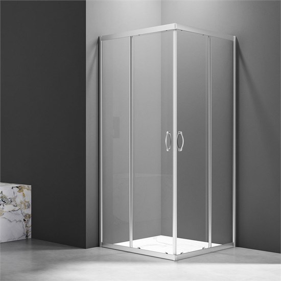 VECONI Душевой угол квадратный, двери раздвижные Rovigo RV-101, 900x900x1900, хром, стекло прозрачное RV101-90-01-C4