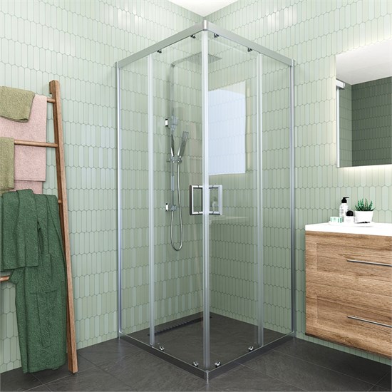 VECONI Душевой угол квадратный, двери раздвижные Rovigo RV-11, 800x800x1950, хром, стекло прозрачное RV11-80-01-C5