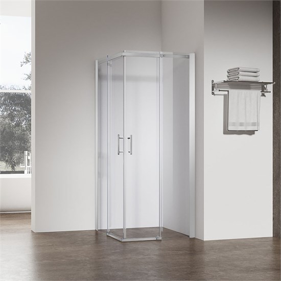 VECONI Душевой угол прямоугольный, двери раздвижные Rovigo RV-50CH, 1000х800х1950, хром, стекло прозрачное RV50CH-10080-01-C8