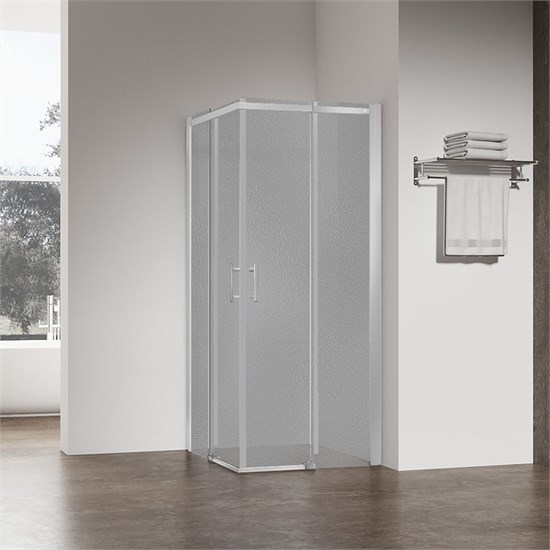 VECONI Душевой угол квадратный, двери раздвижные Rovigo RV-50CH, 800х800х1950, хром, стекло pear RV50CH-8080-02-C8