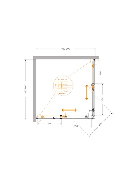 CEZARES Plane Душевой уголок квадратный двери раздвижные размер 90x90 см, профиль - хром / стекло - прозрачное PLANE-A-2-90-C-CR