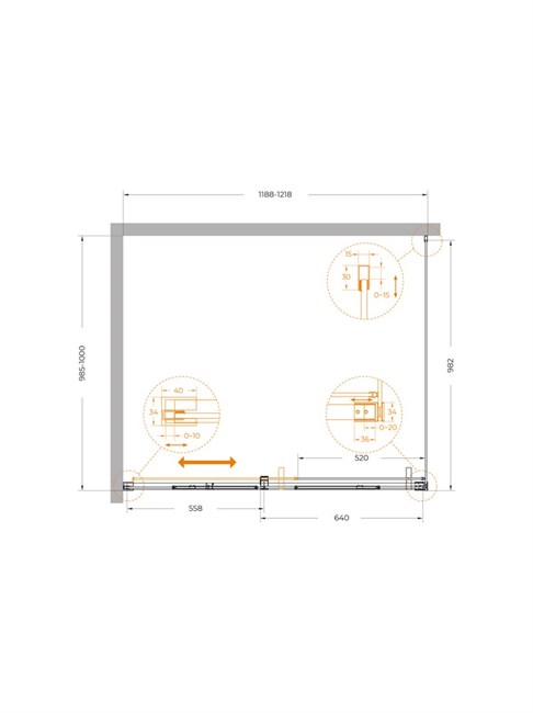 CEZARES Plane Душевой уголок прямоугольный двери раздвижные размер 120x100 см, профиль - брашированное золото / стекло - прозрачное PLANE-AH-1-120/100-C-BORO