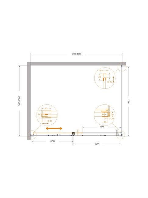 CEZARES Plane Душевой уголок прямоугольный двери раздвижные размер 130x100 см, профиль - хром / стекло - прозрачное PLANE-AH-1-130/100-C-CR