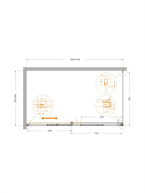 CEZARES Plane Душевой уголок прямоугольный двери раздвижные размер 140x80 см, профиль - оружейная сталь / стекло - прозрачное PLANE-AH-1-140/80-C-GM