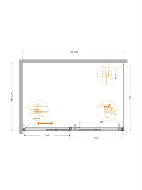 CEZARES Plane Душевой уголок прямоугольный двери раздвижные размер 150x100 см, профиль - брашированное золото / стекло - прозрачное PLANE-AH-1-150/100-C-BORO
