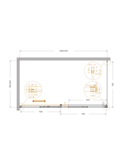CEZARES Plane Душевой уголок прямоугольный двери раздвижные размер 150x80 см, профиль - хром / стекло - прозрачное PLANE-AH-1-150/80-C-CR