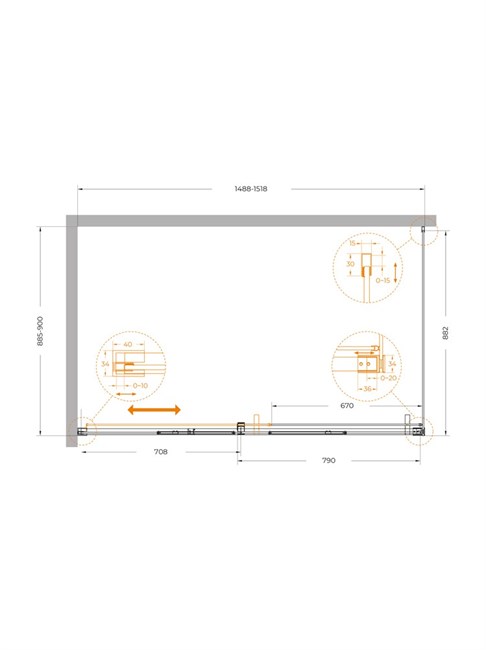 CEZARES Plane Душевой уголок прямоугольный двери раздвижные размер 150x90 см, профиль - оружейная сталь / стекло - прозрачное PLANE-AH-1-150/90-C-GM