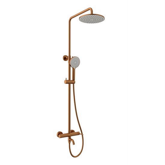 LEMARK Смеситель Kalina LMF-2126S-BRRG для ванны и душа с регулируемой высотой штанги и лейкой верхнего душа «Тропический дождь», брашированное розовое золото LMF-2126S-BRRG
