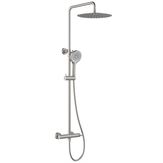 LEMARK Смеситель Beluga LMF-8025B-BN для душа с регулируемой высотой штанги и лейкой верхнего душа «Тропический дождь», никель LMF-8025B-BN