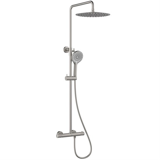 LEMARK Смеситель Beluga LMF-8045B-BN для душа с регулируемой высотой штанги и лейкой верхнего душа «Тропический дождь», термостатический, никель LMF-8045B-BN