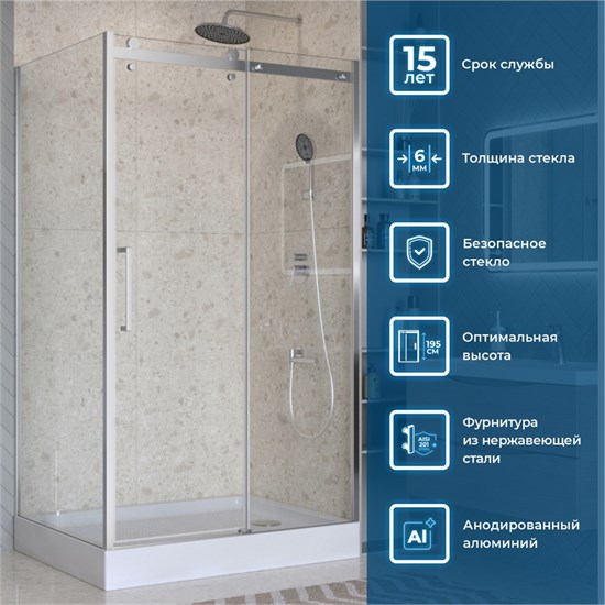 BELBAGNO Marino Душевой уголок прямоугольный размер 110x80 см профиль - хром / стекло - прозрачное, двери раздвижные MARINO-2-AH-1-110/80-C-Cr