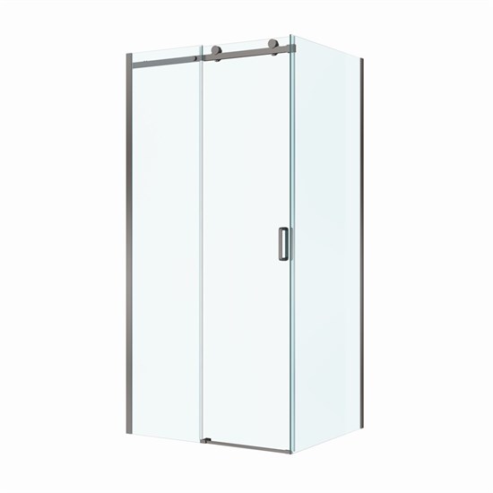 BELBAGNO Soft Close-2 Душевой уголок прямоугольный размер 100x80 см профиль - оружейная сталь / стекло - прозрачное, двери раздвижные SOFT_CLOSE-2-AH-1-100/80-C-GM