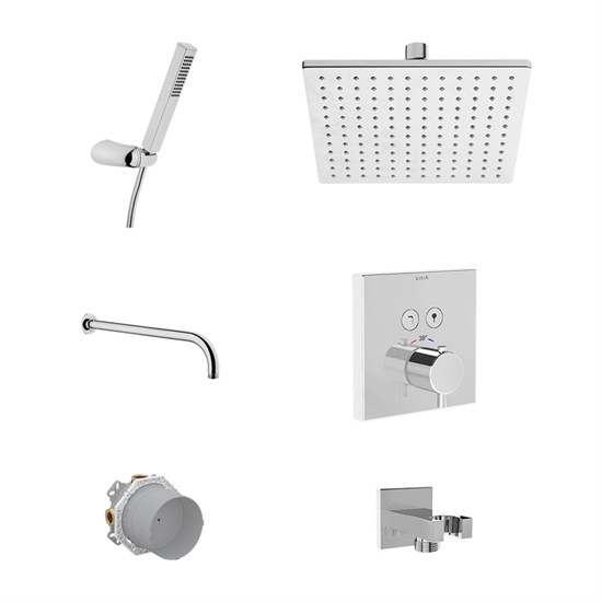 VITRA Встраиваемый душевой комплект Square A49309EXP с термостатом хром латунь A49309EXP