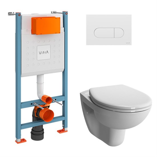 VITRA Инсталляция с унитазом Normus 9773B003-7207 комплект 4 в 1 цвет клавиши глянцевый белый 9773B003-7207