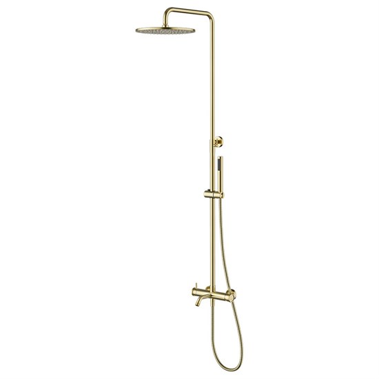 LEMARK Смеситель Зенит LMF-1626S-BRGN для ванны и душа с регулируемой высотой штанги, монолитным изливом и верхней душевой лейкой «Тропический дождь» LMF-1626S-BRGN