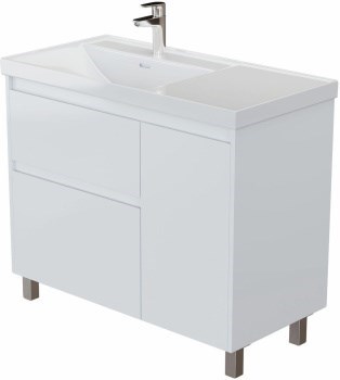 AQUANET Тумба с раковиной Nova Lite 2.0 100 L напольная цв. белый глянец AQUANET-365909