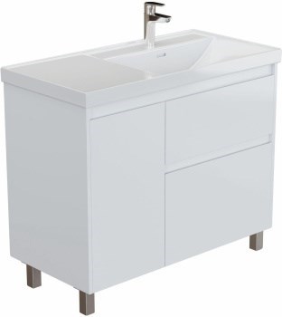 AQUANET Тумба с раковиной Nova Lite 2.0 100 R напольная цв. белый глянец AQUANET-365914