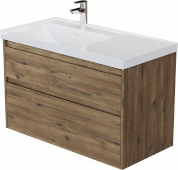 AQUANET Тумба с раковиной Nova Lite 2.0 90 L 2 ящ. цв. дуб рустикальный AQUANET-365923