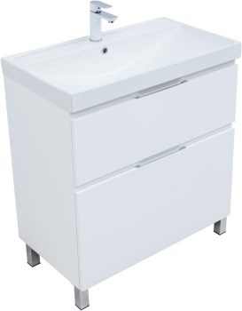 AQUANET Тумба с раковиной Алвита new 80 (Flash) напольная 2 ящ. цв. белый матовый AQUANET-345689