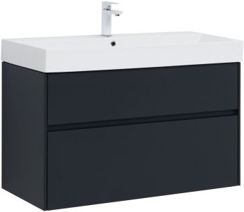 AQUANET Тумба с раковиной Бруклин 100 цв. антрацит матовый AQUANET-312874