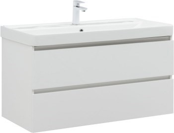 AQUANET Тумба с раковиной Вега 100 2 ящ. цв.белый глянец AQUANET-328002