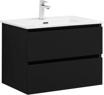 AQUANET Тумба с раковиной Вега 2.0 70 2 ящ. цв.черный (раковина Flat) AQUANET-344766