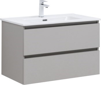 AQUANET Тумба с раковиной Вега 2.0 80 2 ящ. цв.бежевый (раковина Flat) AQUANET-344774