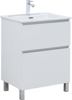 AQUANET Тумба с раковиной Вега 60 напольная белый глянец AQUANET-367333