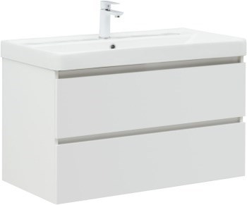 AQUANET Тумба с раковиной Вега 90 2 ящ. цв.белый глянец AQUANET-327998