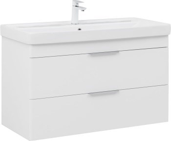 AQUANET Тумба с раковиной Ирис new 100 подвесная 2 ящ. цв. белый глянец AQUANET-342095