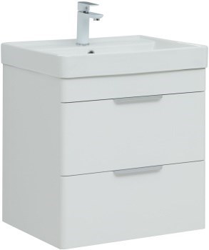 AQUANET Тумба с раковиной Ирис new 120 L подвесная 2 ящ. цв. белый глянец AQUANET-332258