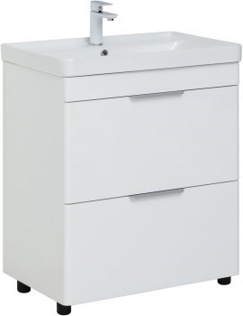 AQUANET Тумба с раковиной Ирис new 70 напольная 2 ящ. цв.белый глянец AQUANET-312426