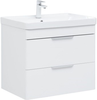 AQUANET Тумба с раковиной Ирис new 70 подвесная 2 ящ. цв. белый глянец AQUANET-312428