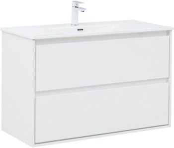 AQUANET Тумба с раковиной Милан 100 цв. белый глянец AQUANET-340155