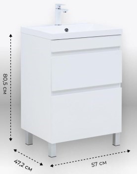 AQUANET Тумба с раковиной Нота New 60 белый глянец AQUANET-345796