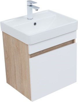 AQUANET Тумба с раковиной Оптима 50 цв. дуб светлый/белый сатин AQUANET-345350